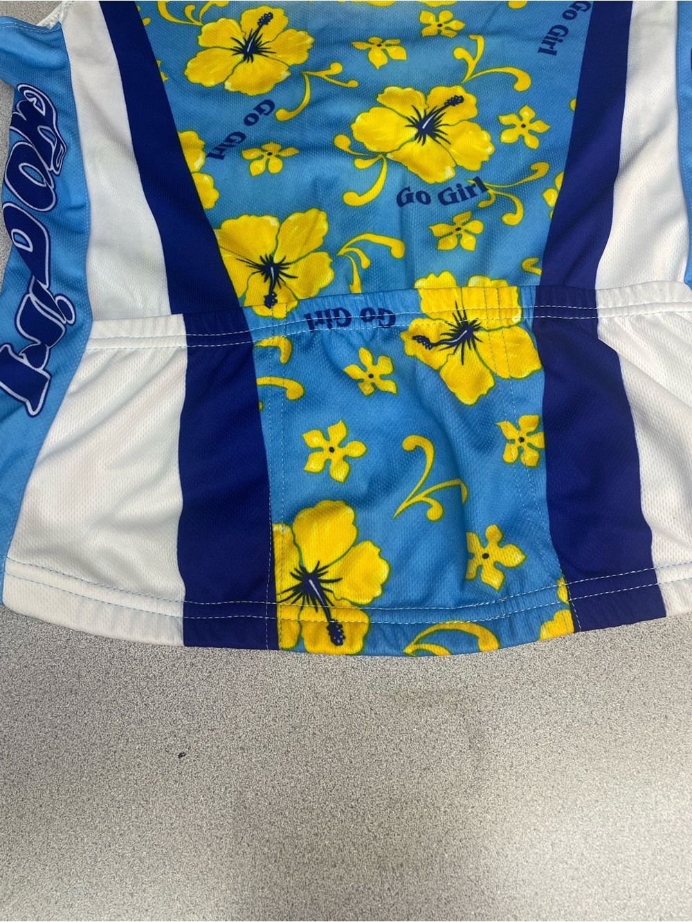 Women's Blue & Yellow Floral Cycling Jersey - Picture 4 of 4